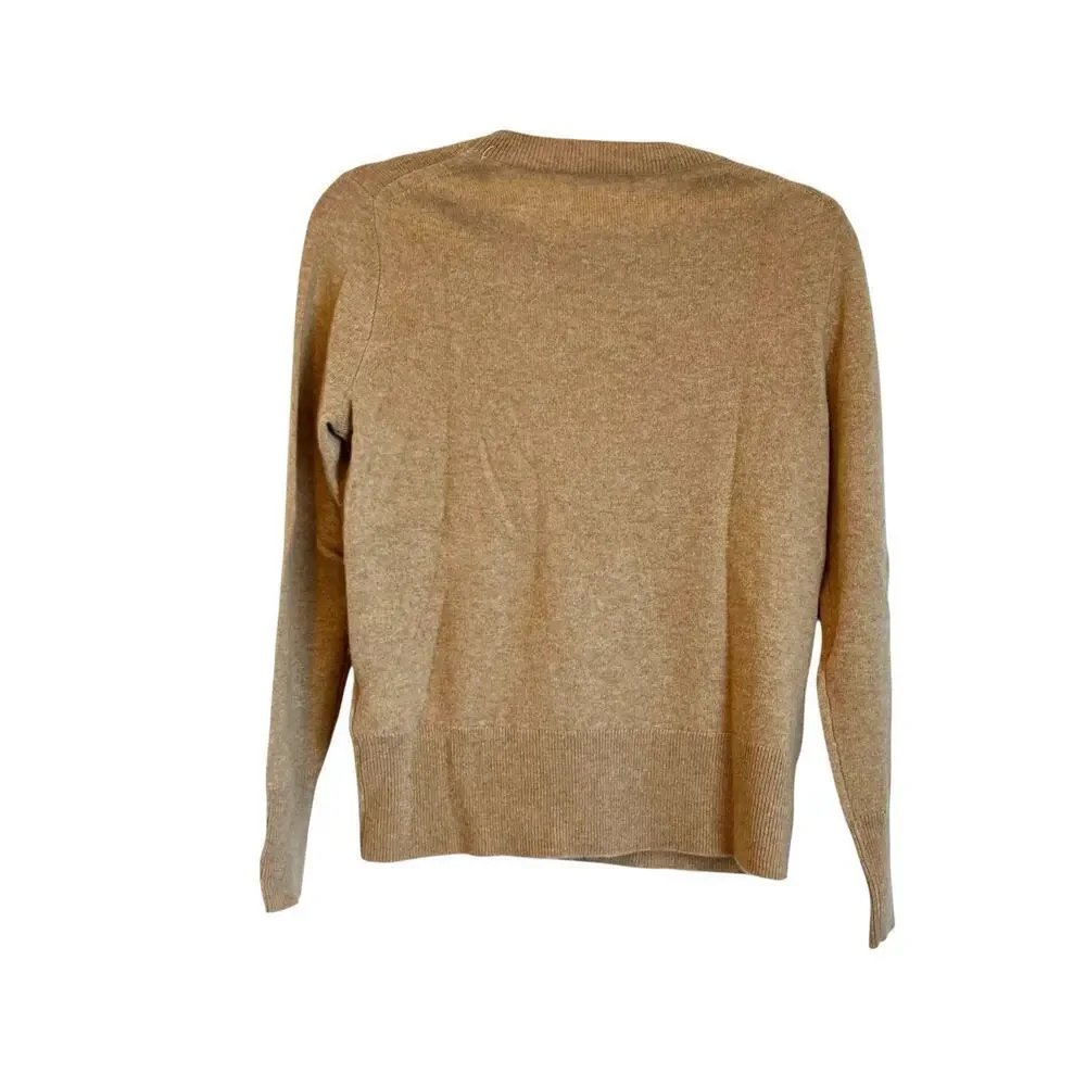 J. Crew Women's Cashmere Classic-Fit Crewneck Sweater Heather Camel Size XS NWT